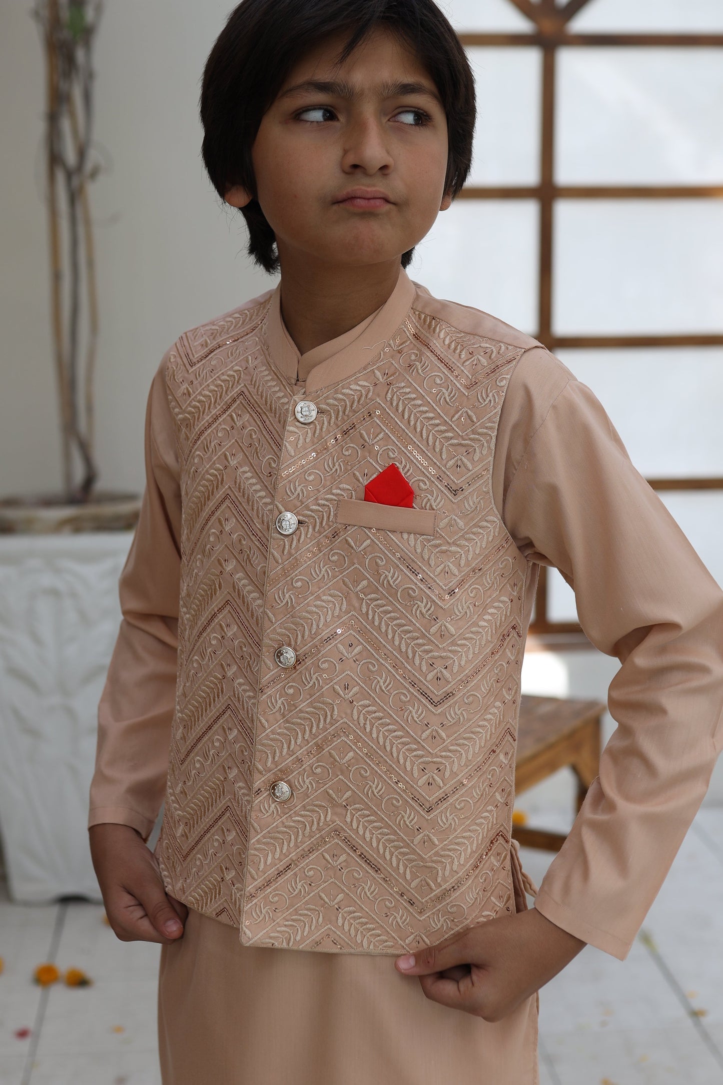 Apricot Orange Waistcoat Suit KC 078