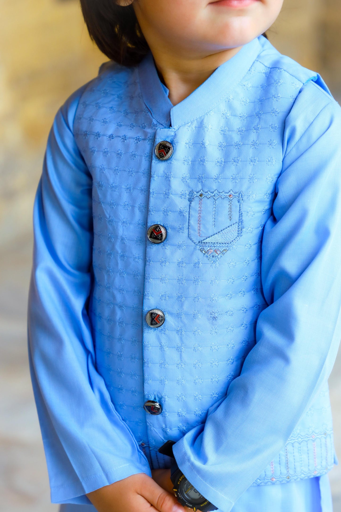 Ice Blue Waistcoat Suit-KC 043