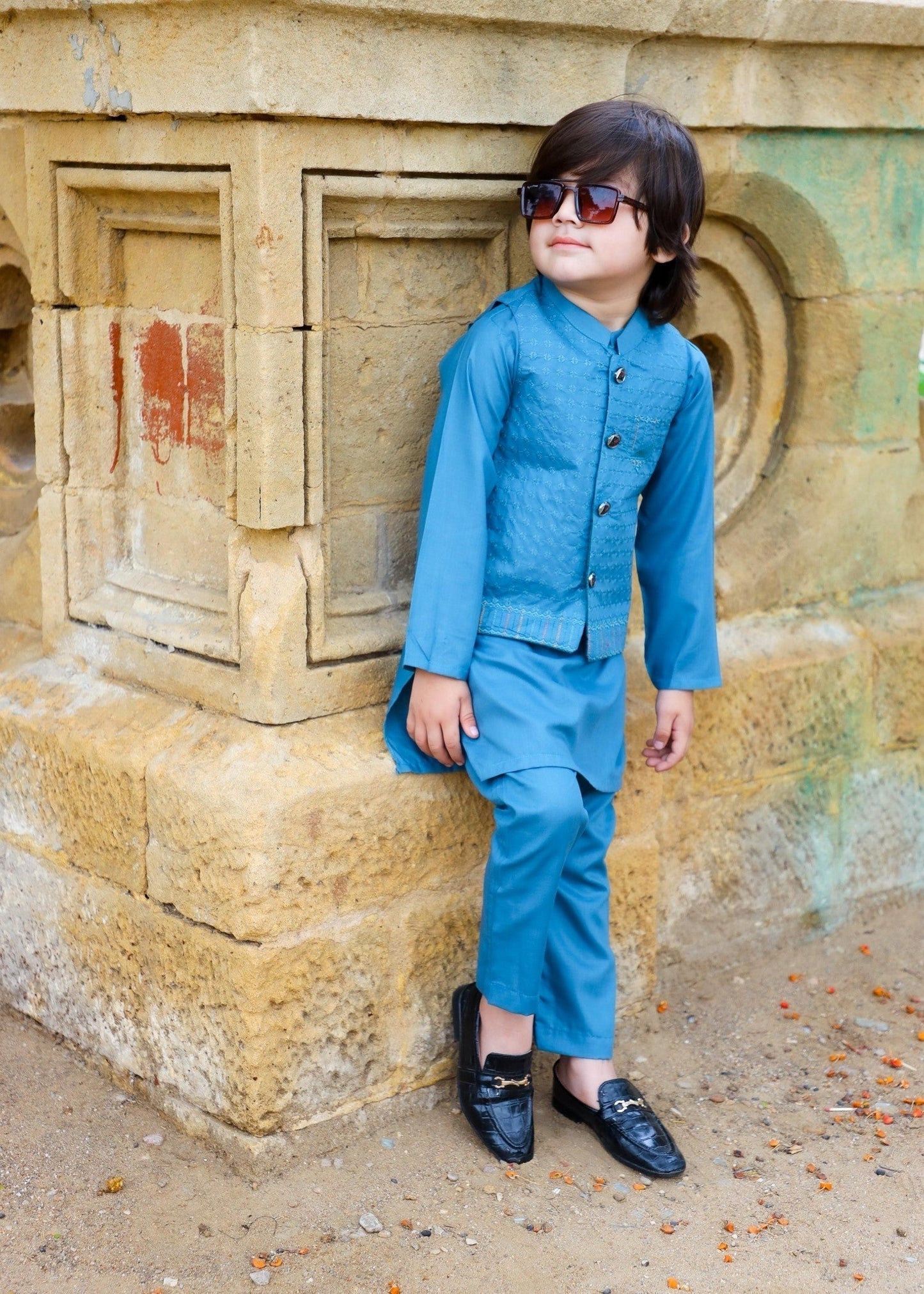 Sky Blue Waistcoat Suit-KC 035