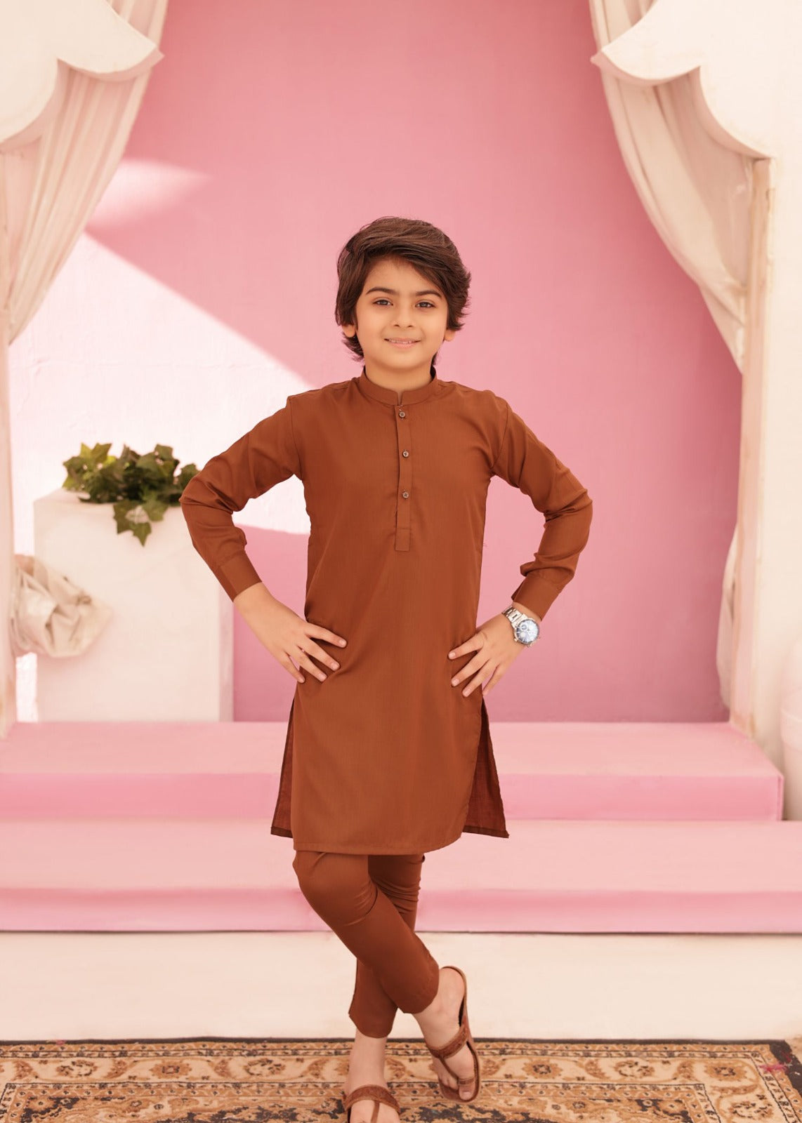 Melon Rust Kurta Trouser-AH 044