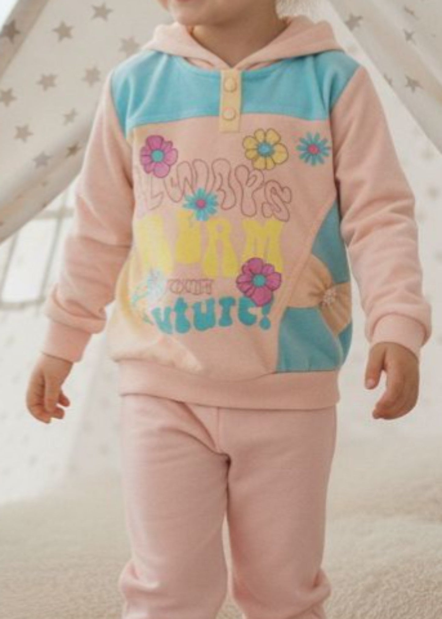Tea Rose Pink 2 Pcs Hoodie Suit KH 018