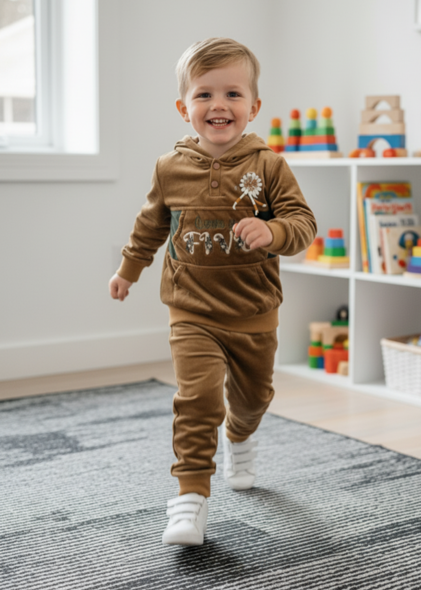 Tawny Brown 2 Pcs Hoodie Suit KH 033