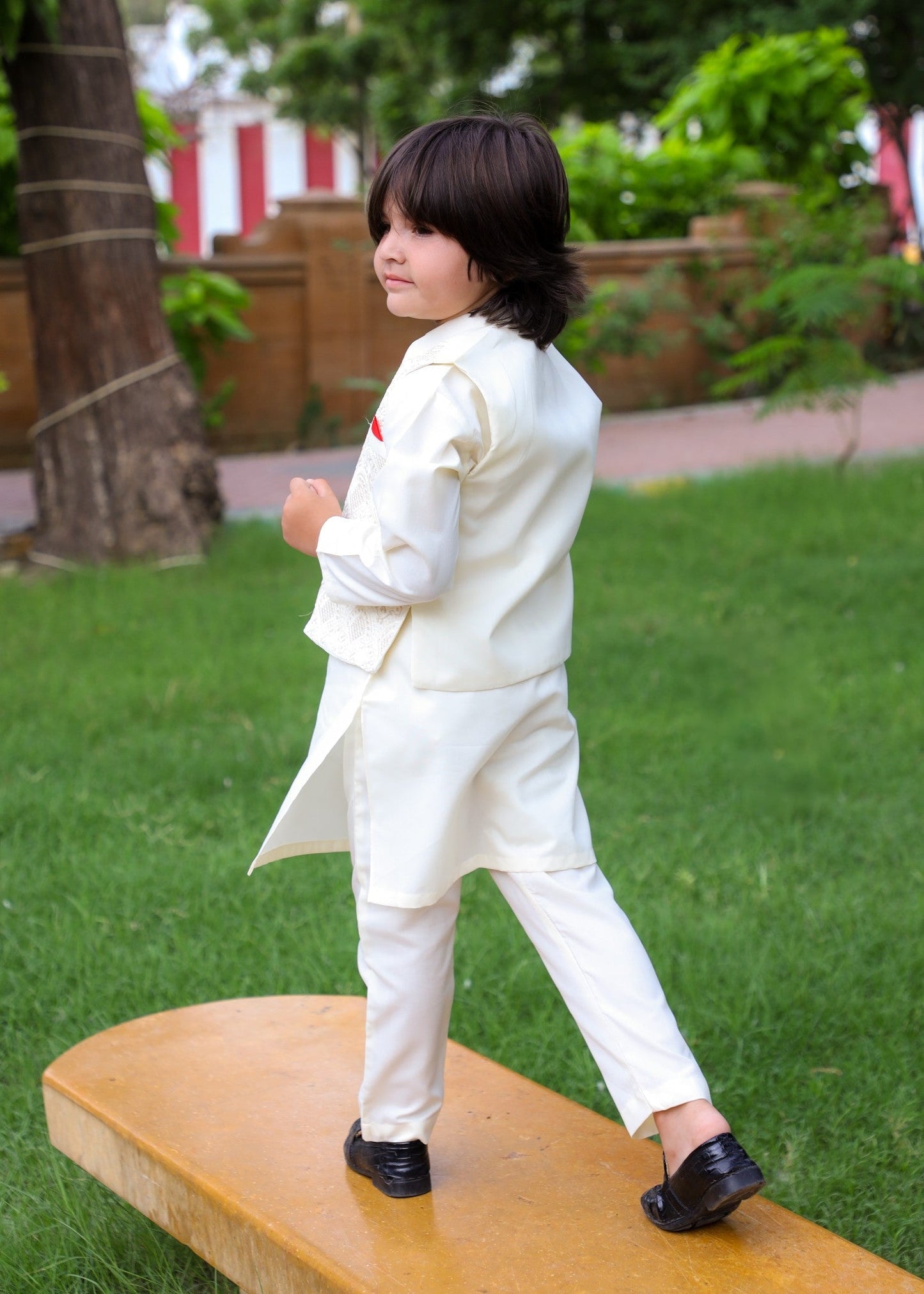 Cream White Waistcoat Suit-KC 048