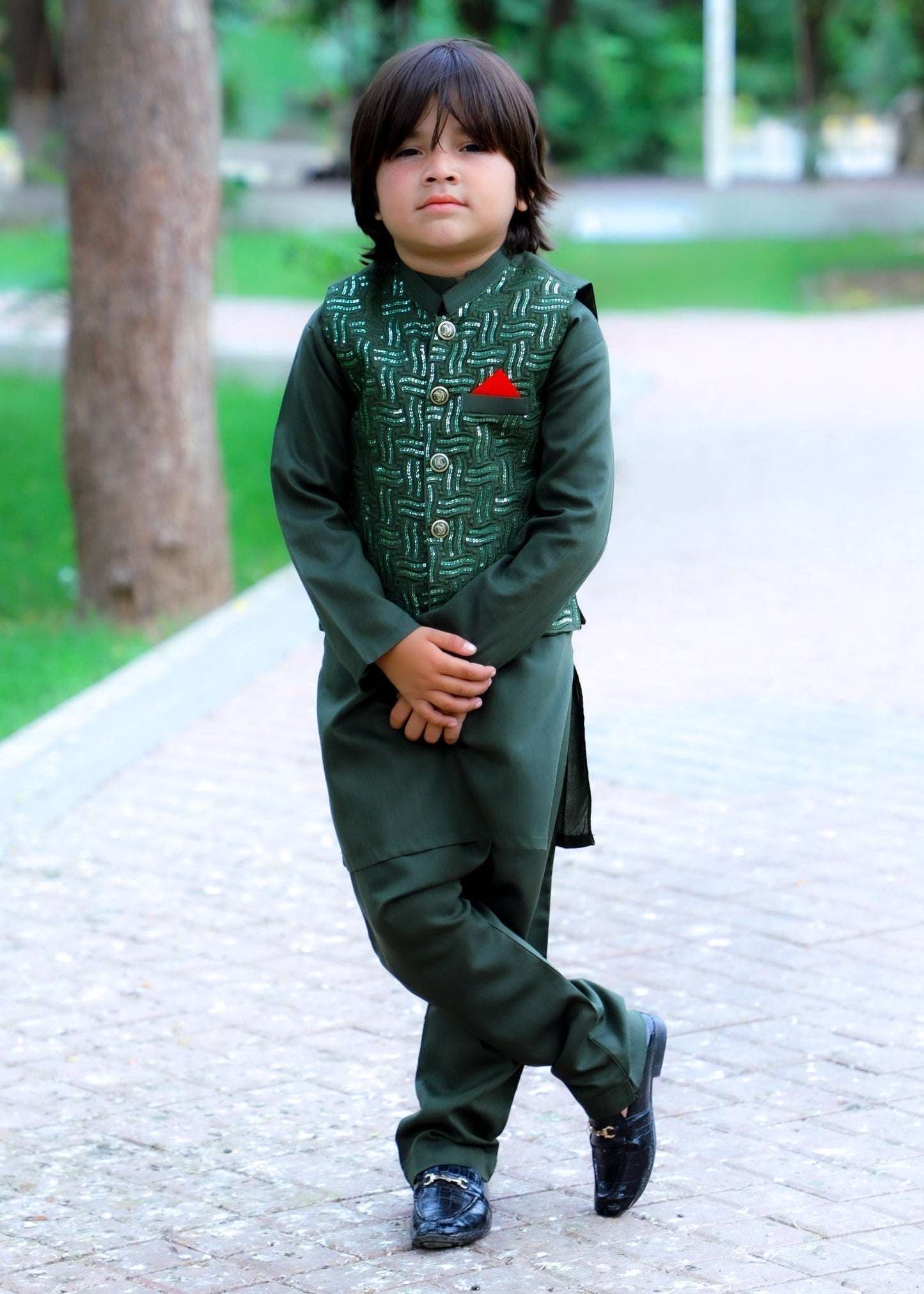 Forest Green Waistcoat Suit-KC 046