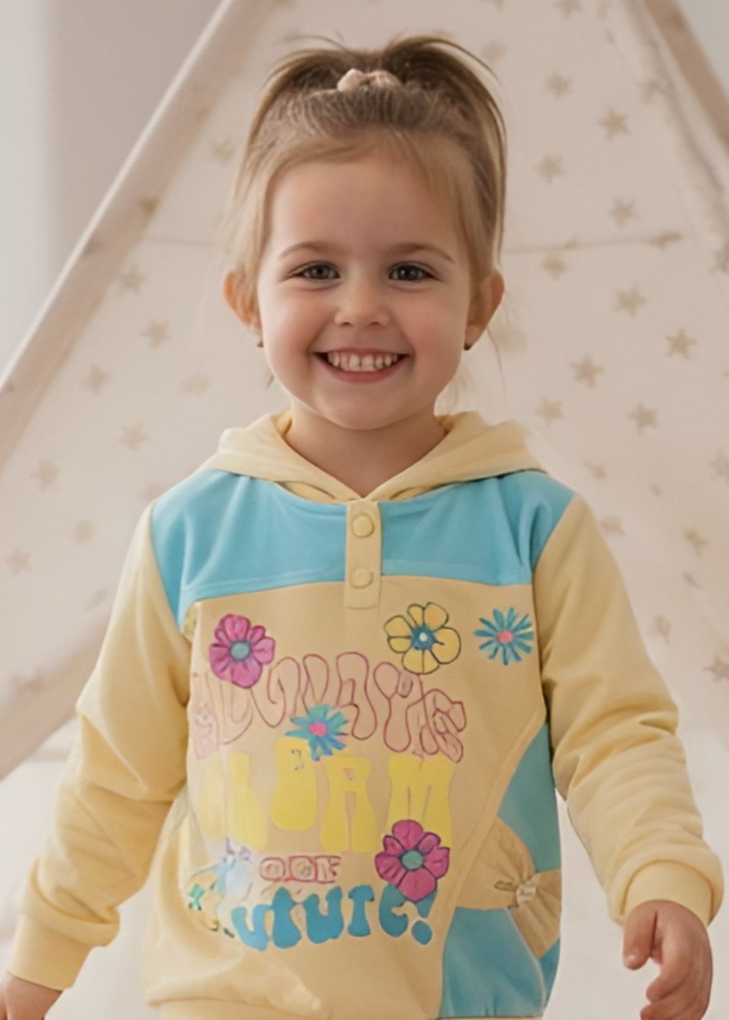 Light Yellow 2 Pcs Hoodie Suit KH 020