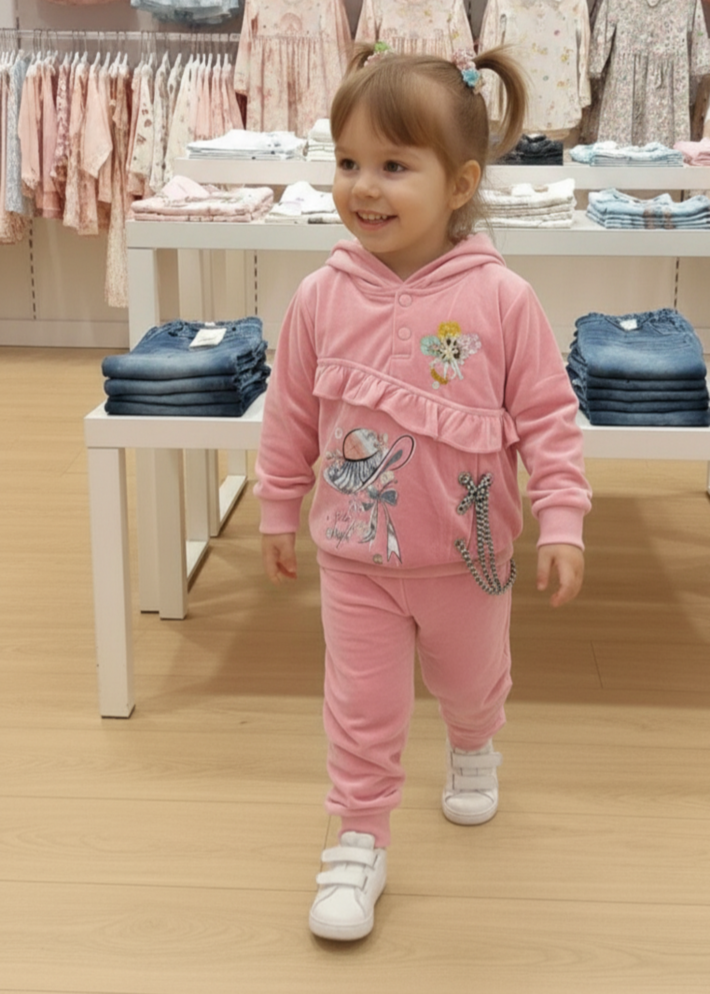 Baby Pink 2 Pcs Hoodie Suit KH 036