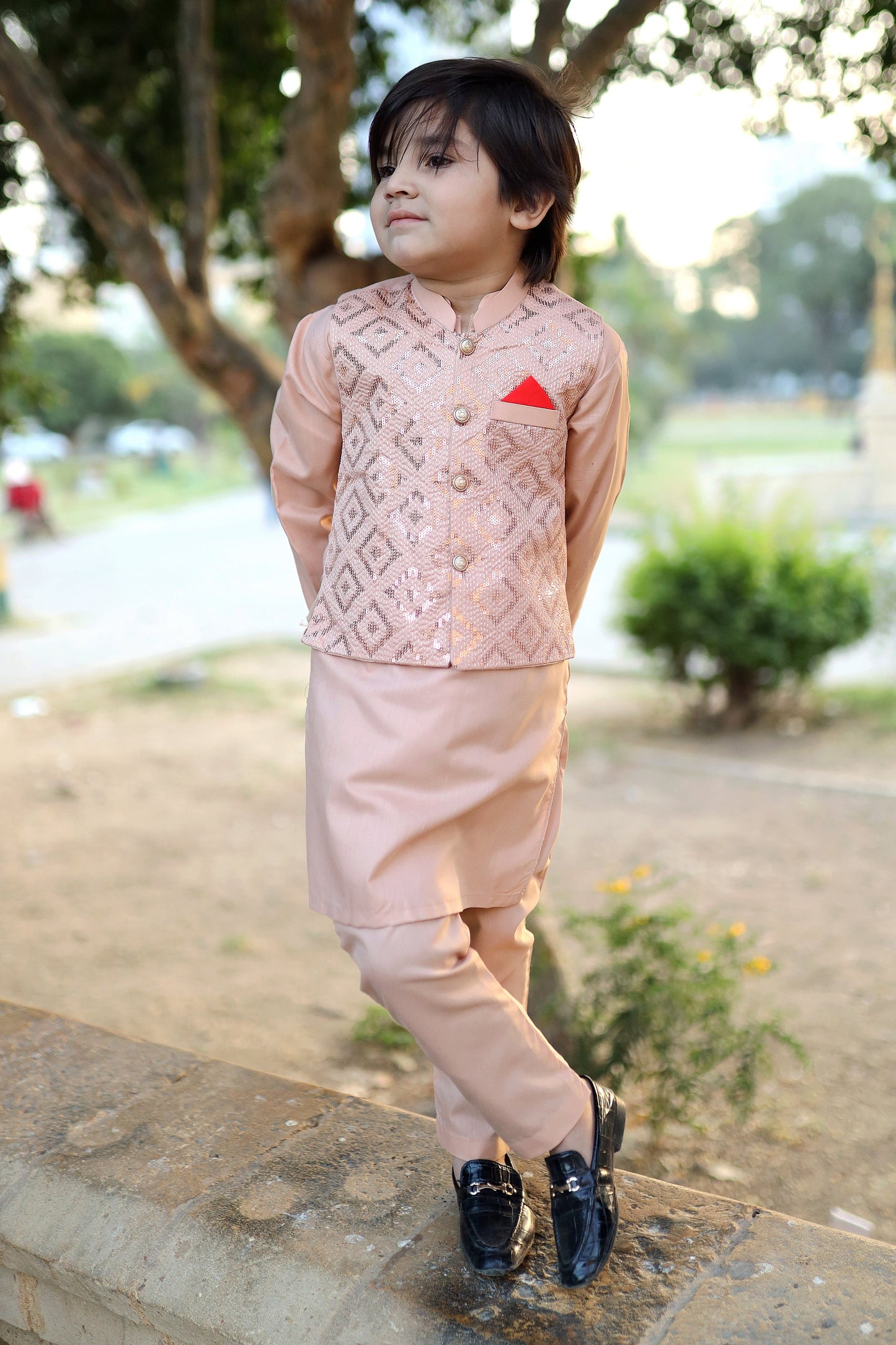 Peach Orange Waistcoat Suit KC 060