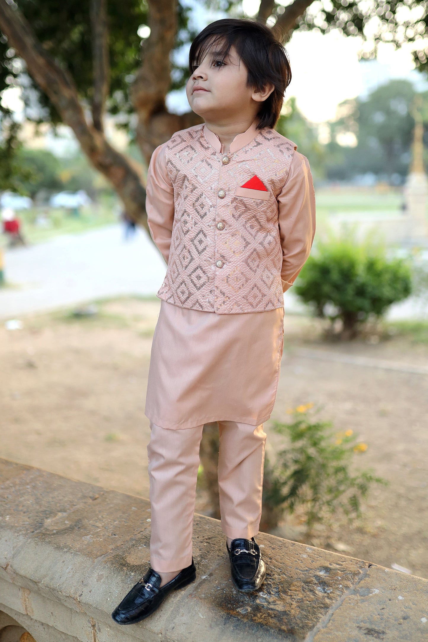 Peach Orange Waistcoat Suit KC 060