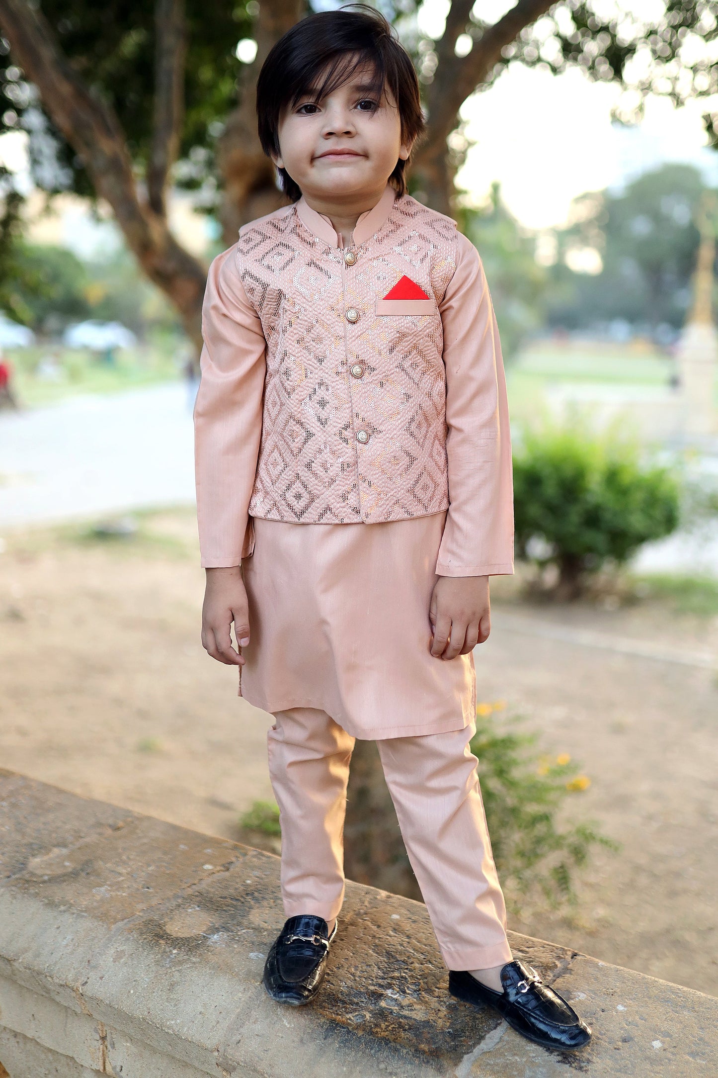 Peach Orange Waistcoat Suit KC 060