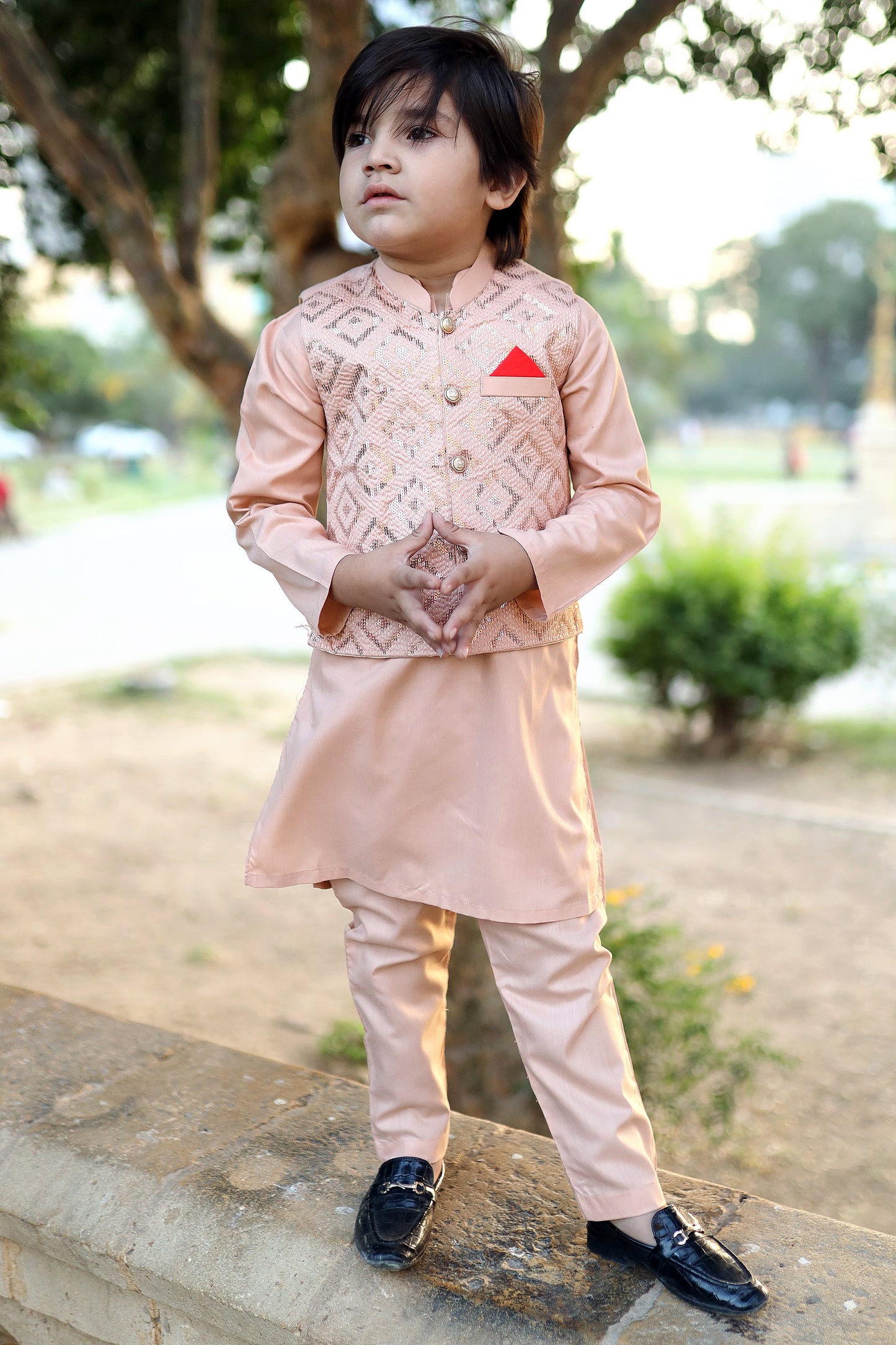 Peach Orange Waistcoat Suit KC 060