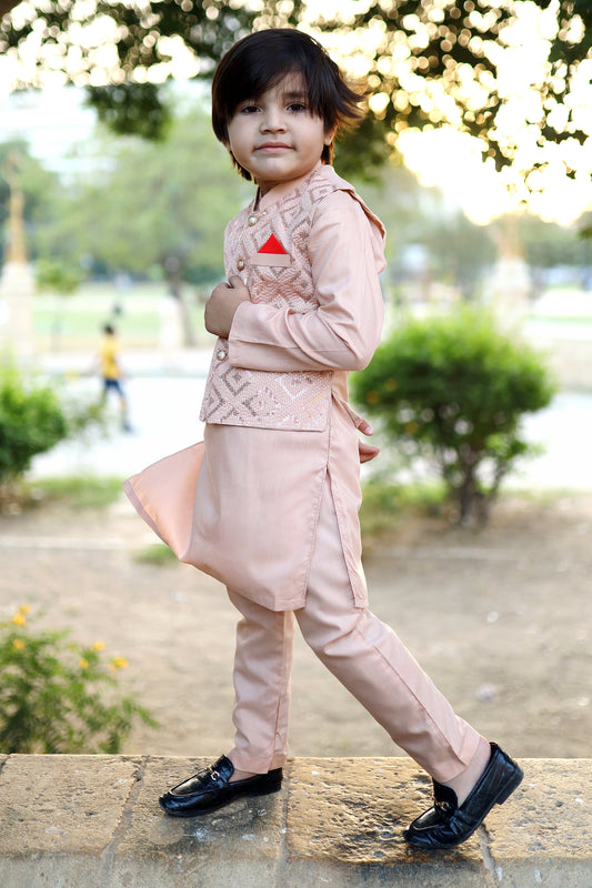 Peach Orange Waistcoat Suit KC 060