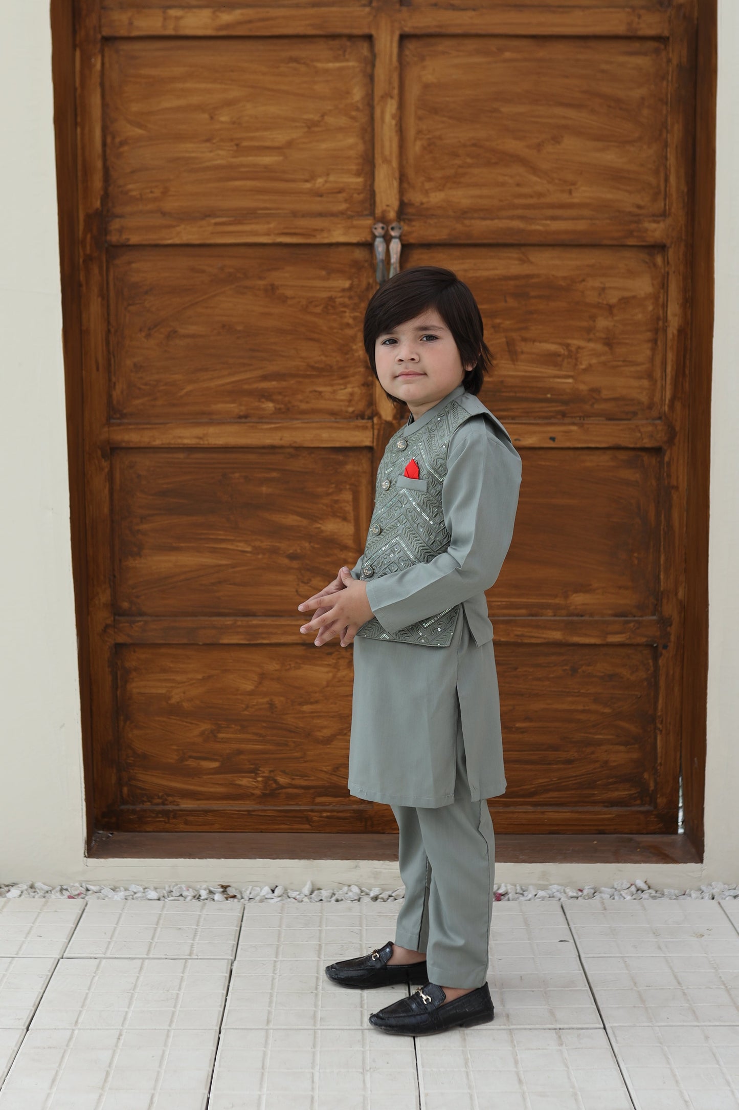 Tea Green Waistcoat Suit KC 077