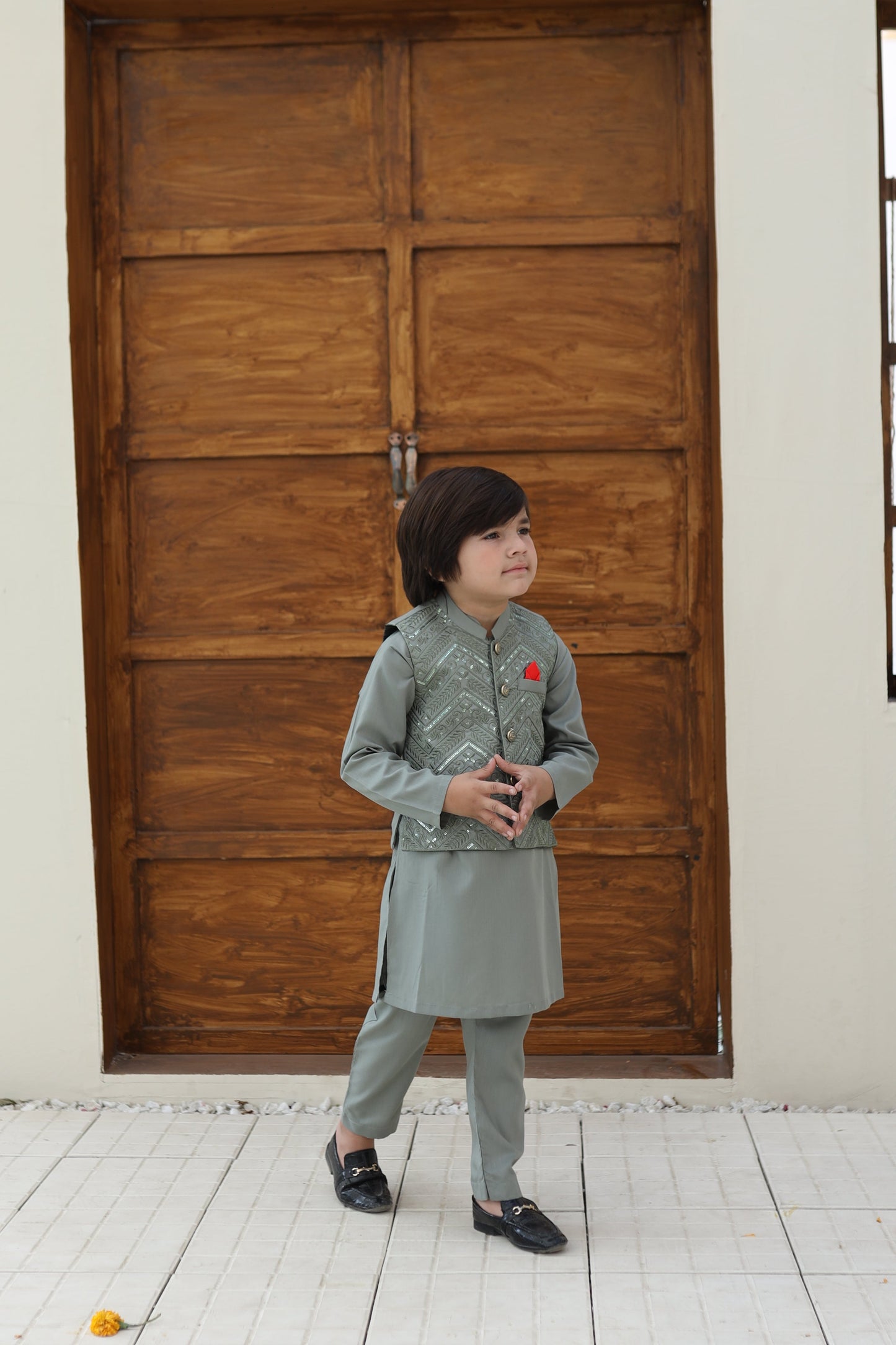 Tea Green Waistcoat Suit KC 077