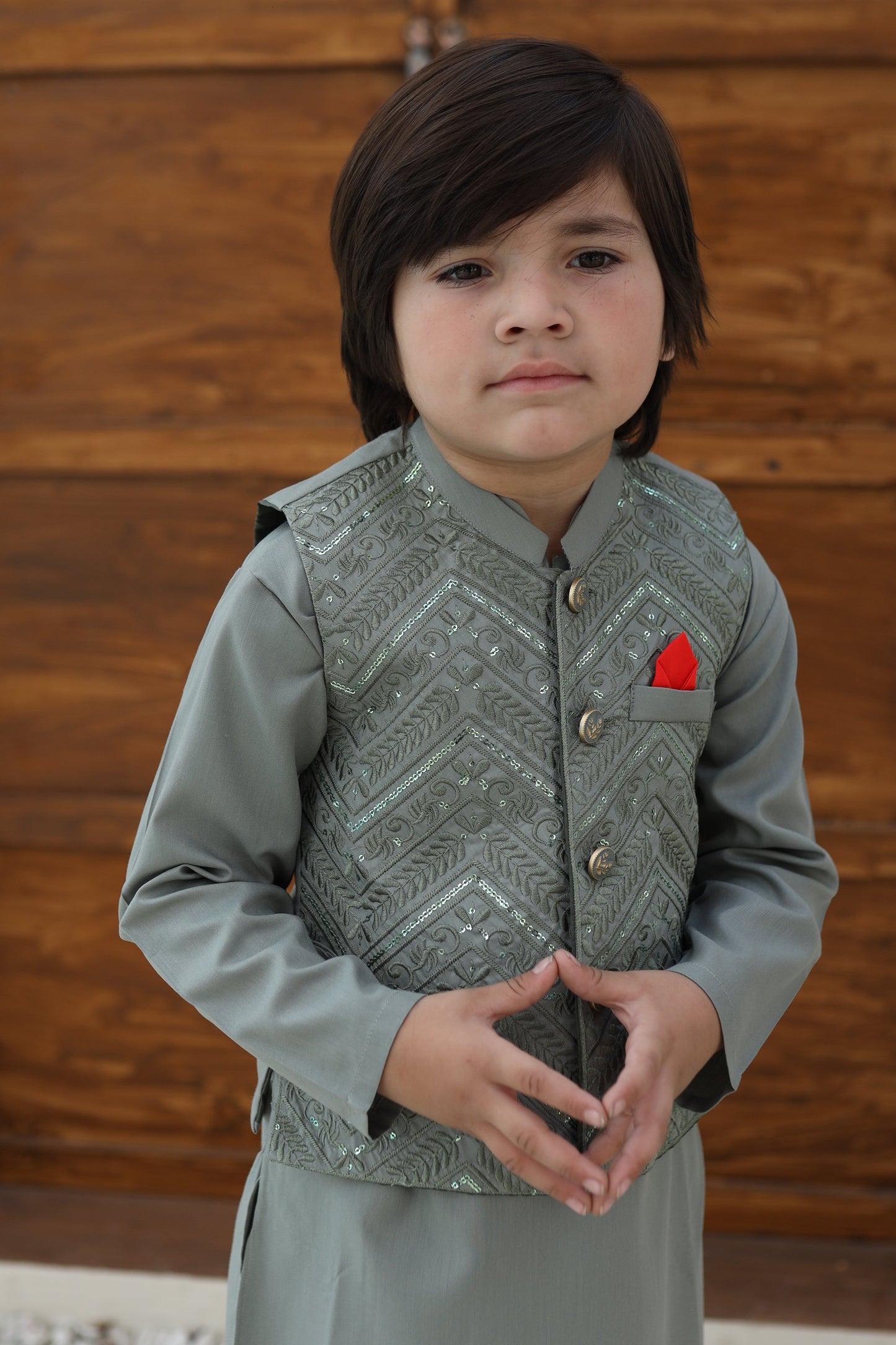 Tea Green Waistcoat Suit KC 077