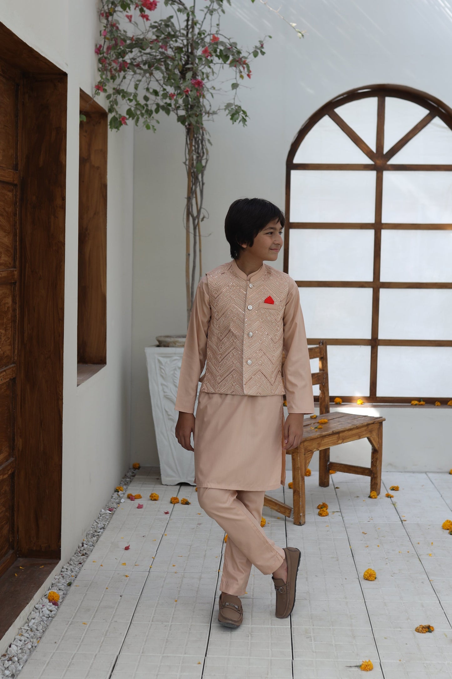 Apricot Orange Waistcoat Suit KC 078