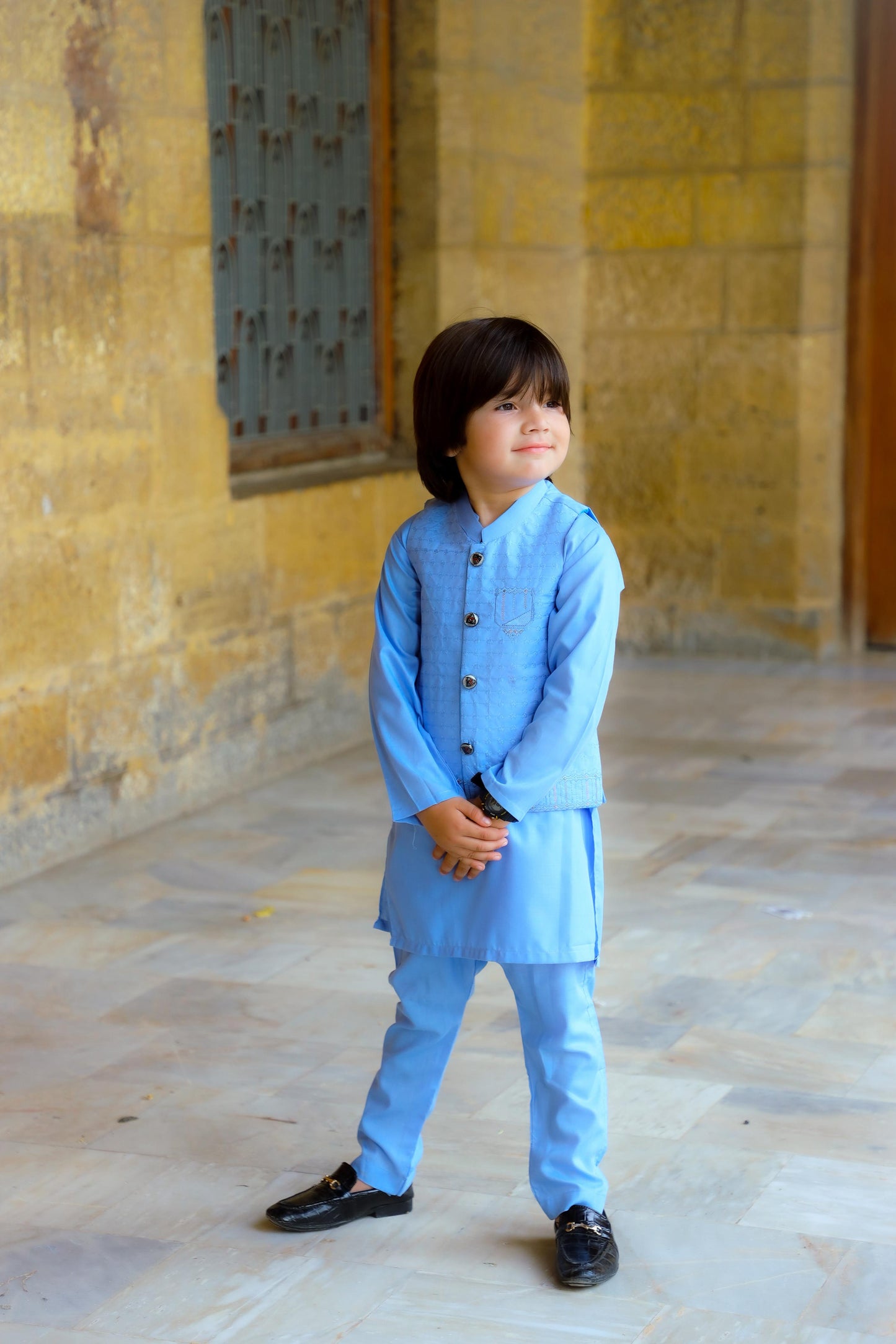 Ice Blue Waistcoat Suit-KC 043