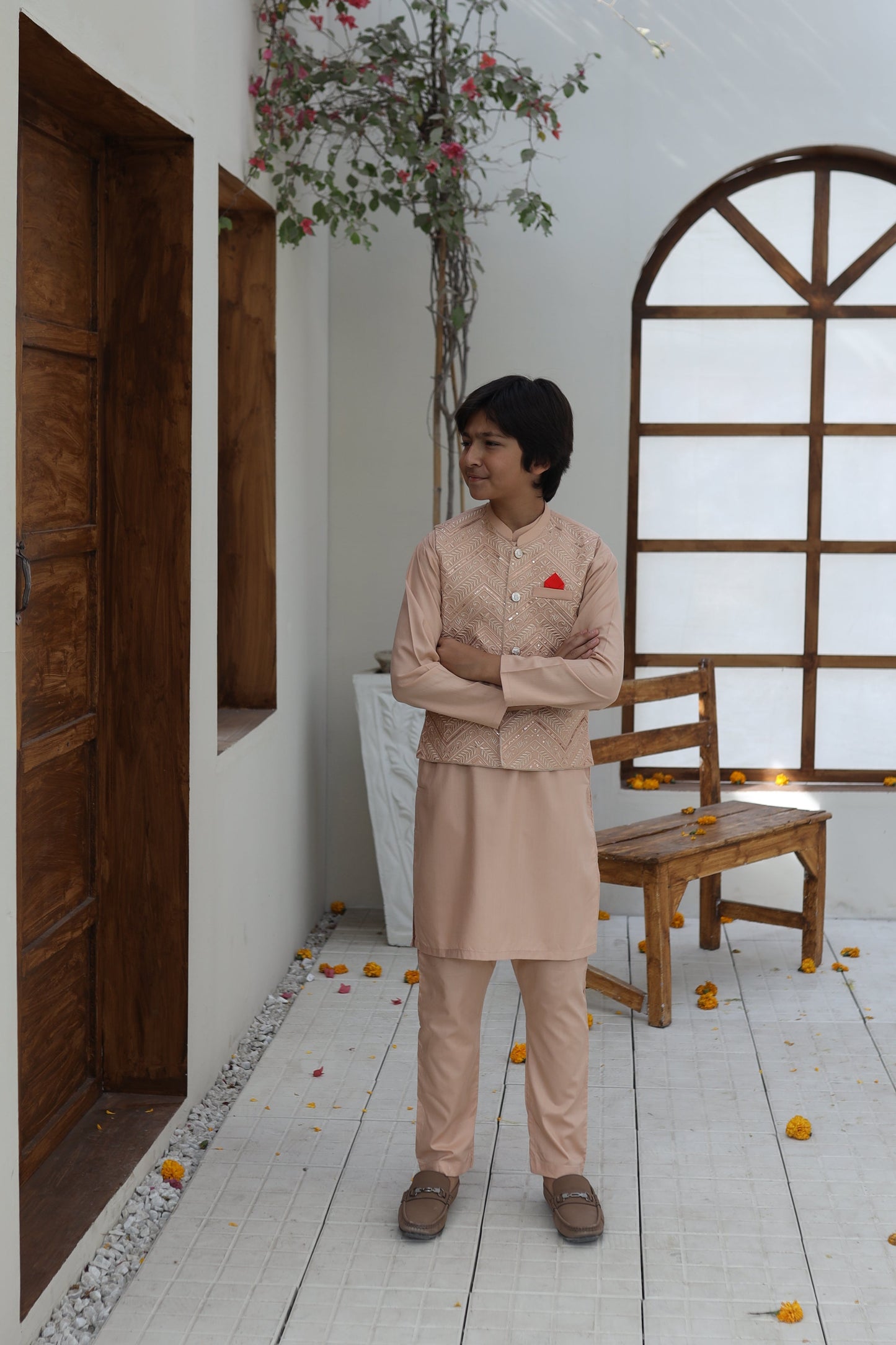 Apricot Orange Waistcoat Suit KC 078