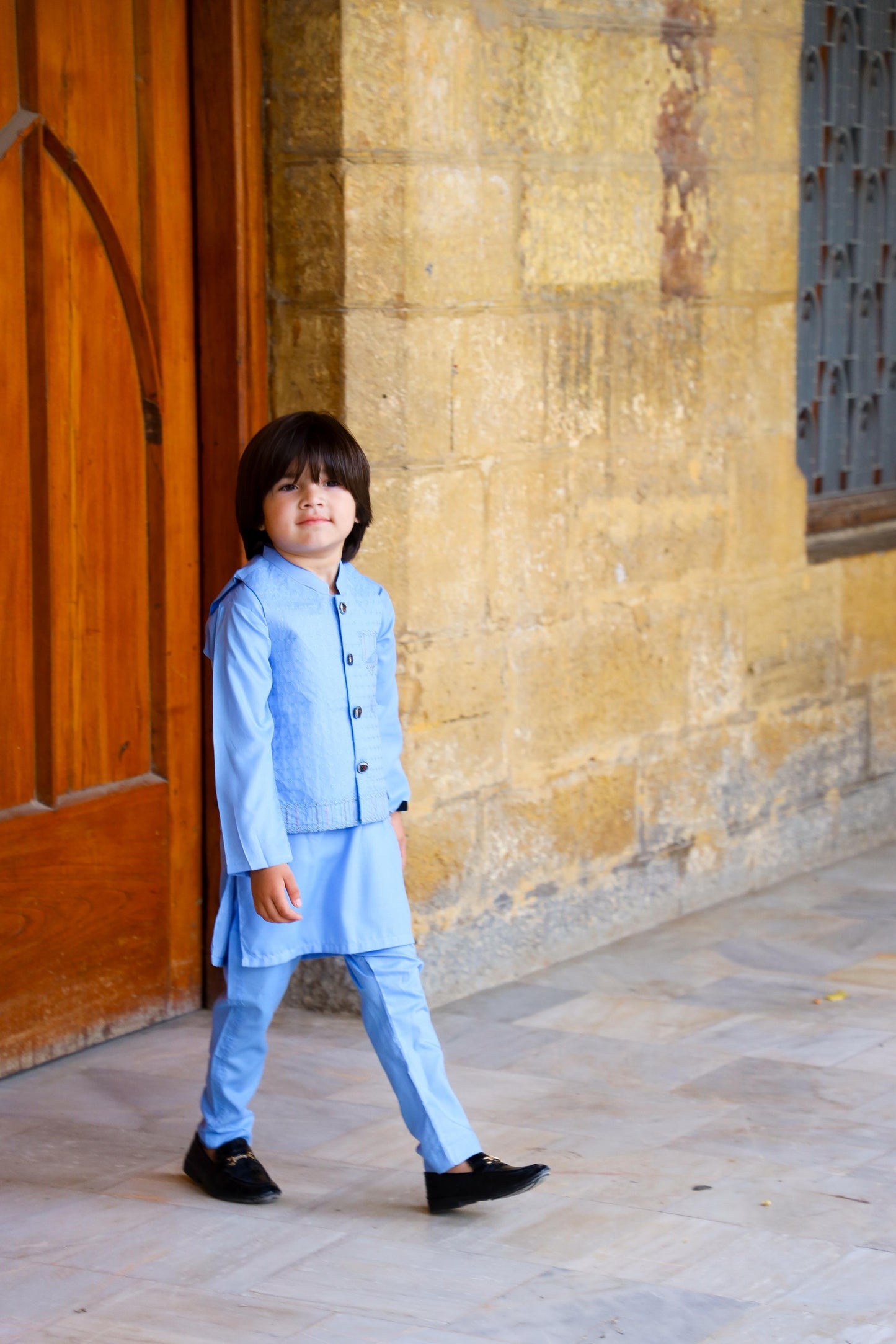 Ice Blue Waistcoat Suit-KC 043
