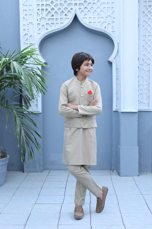 Beige Waistcoat Suit KC 080