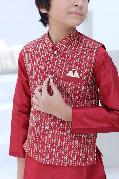 Scarlet Red Waistcoat Suit KC 062