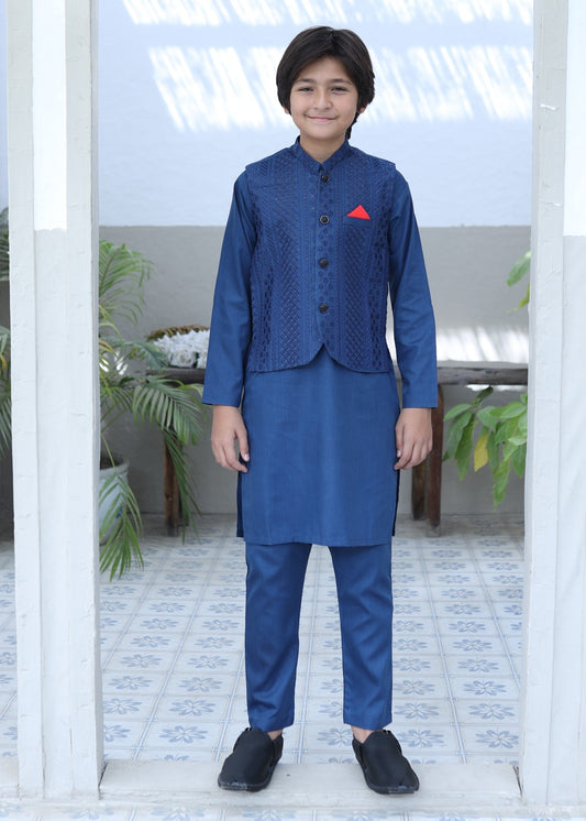 Sapphire Blue Waistcoat Suit KC 065
