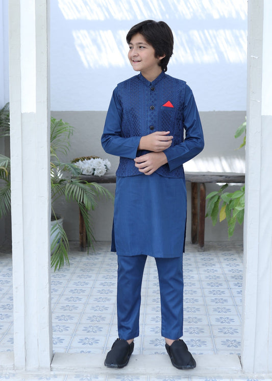 Sapphire Blue Waistcoat Suit KC 065