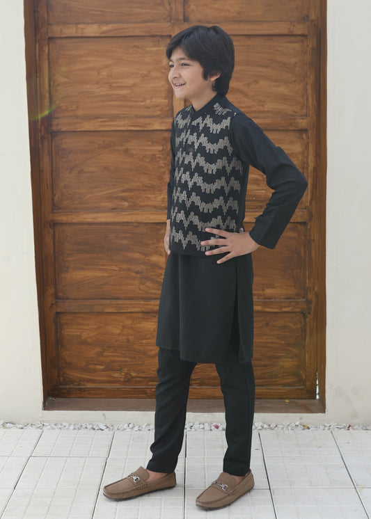 Pitch Black Waistcoat Suit KC 068