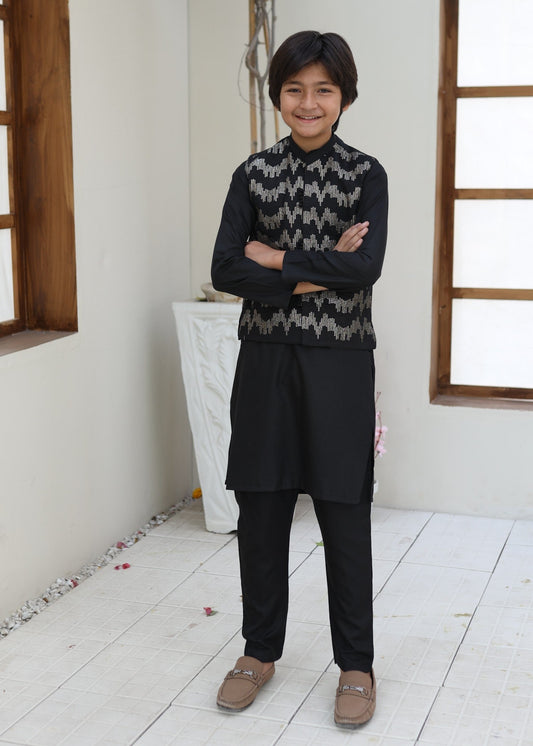 Pitch Black Waistcoat Suit KC 068