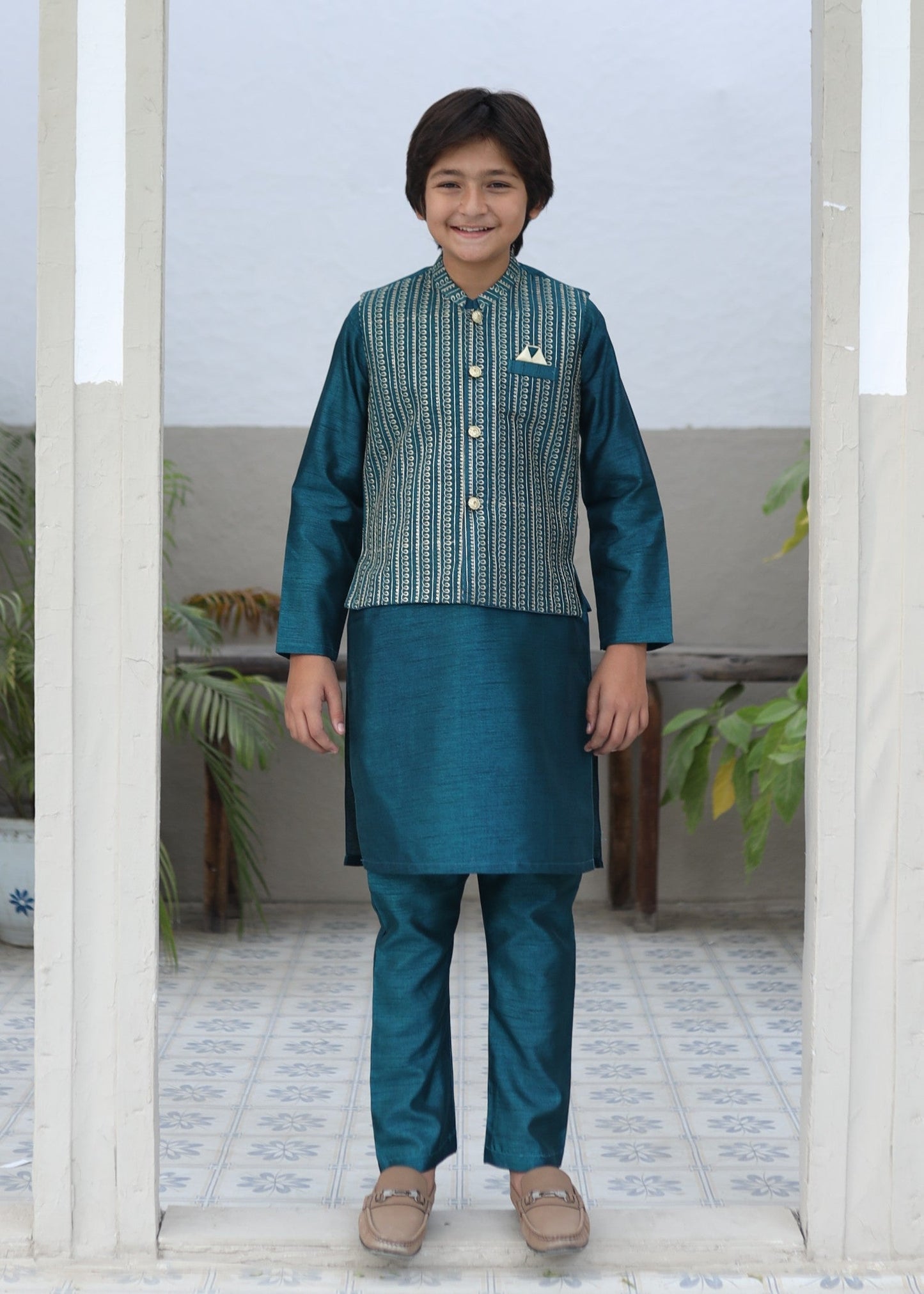 Dark Cyan Waistcoat Suit KC 070