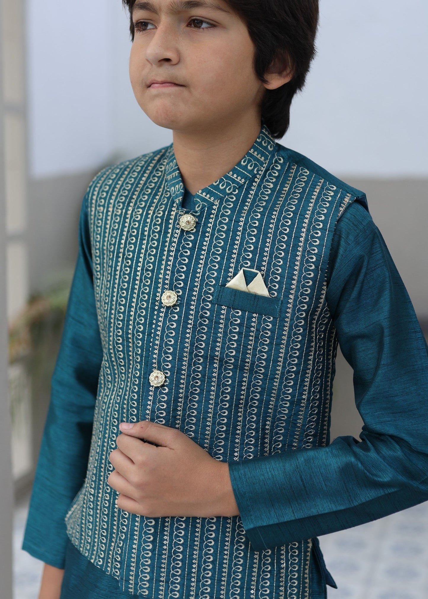 Dark Cyan Waistcoat Suit KC 070