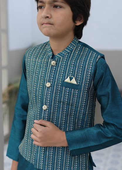 Dark Cyan Waistcoat Suit KC 070