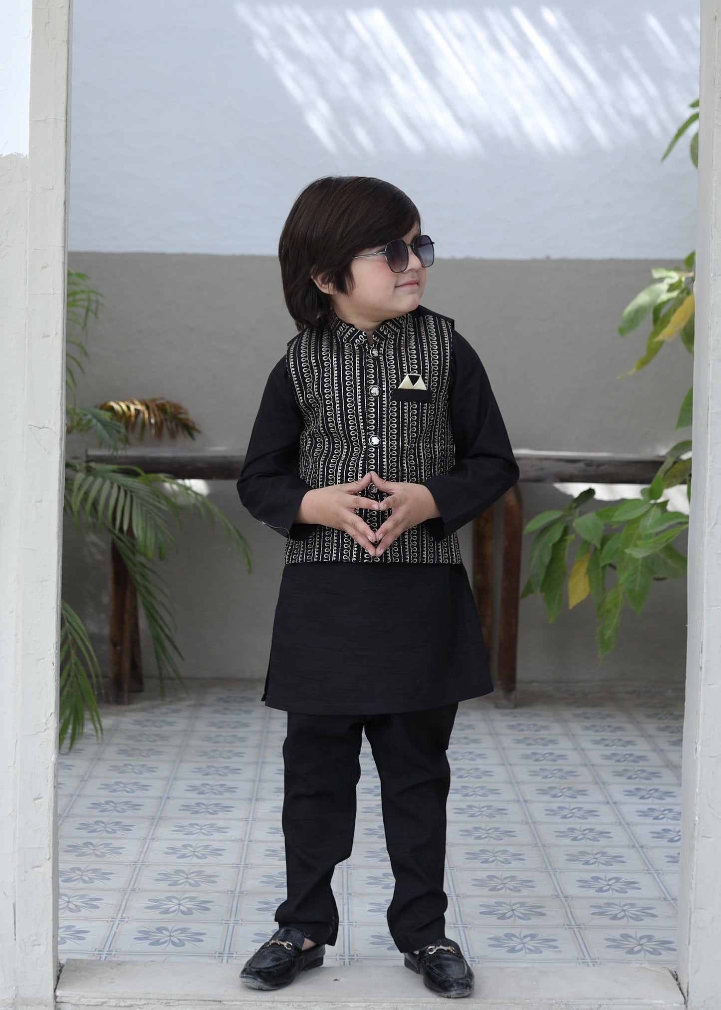 Jet Black Waistcoat Suit KC 074
