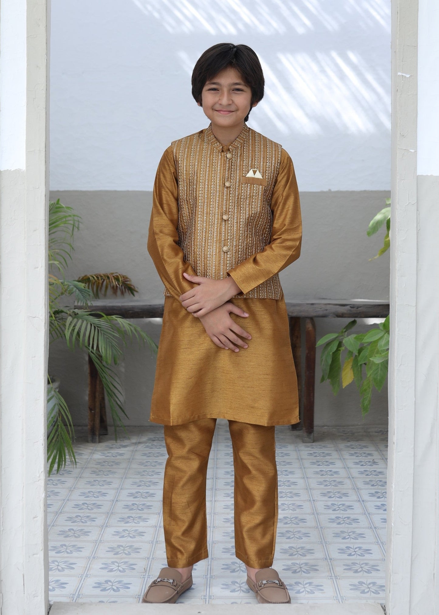 Mari Gold Waistcoat Suit KC 075