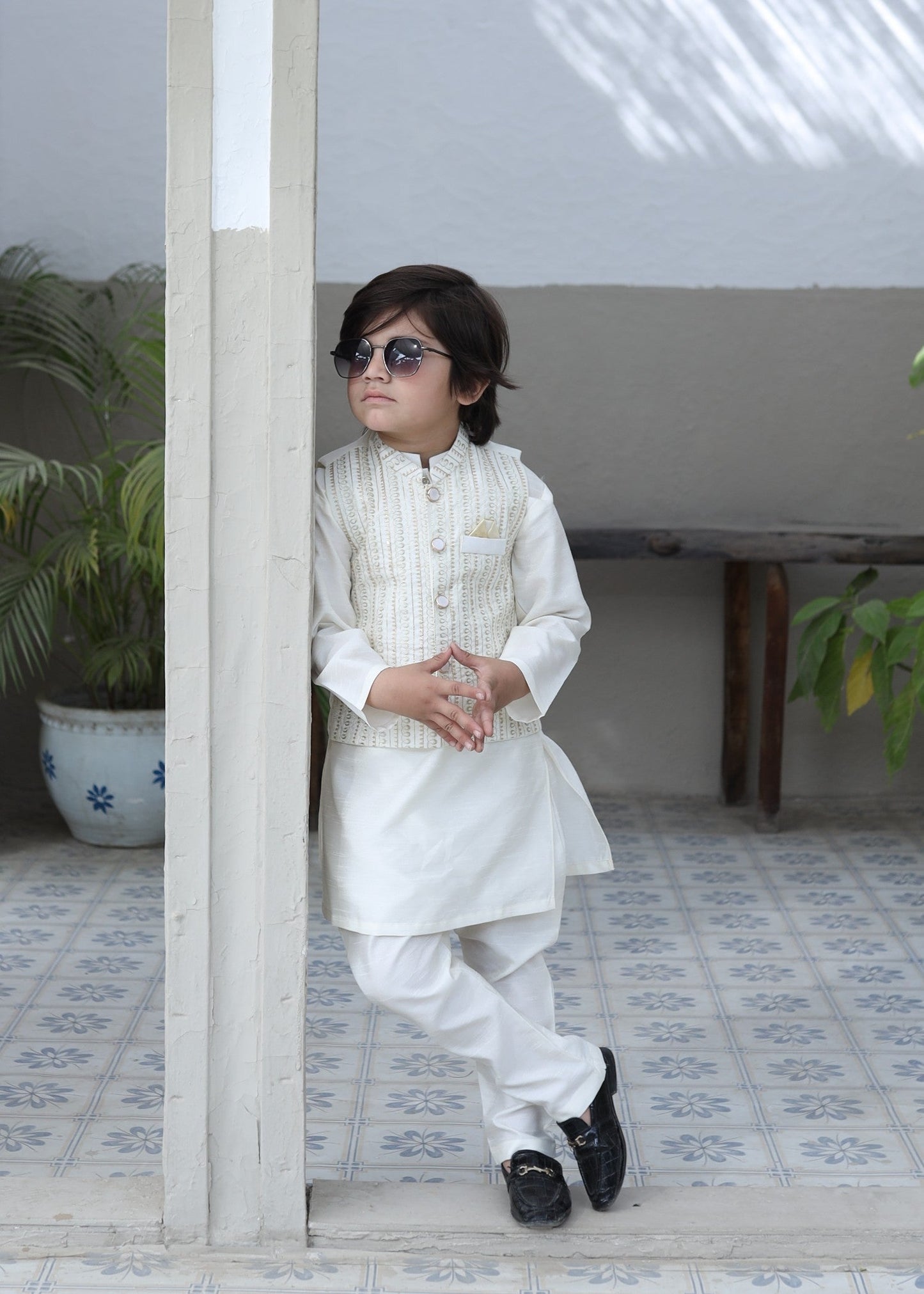 Cream White Waistcoat Suit KC 076