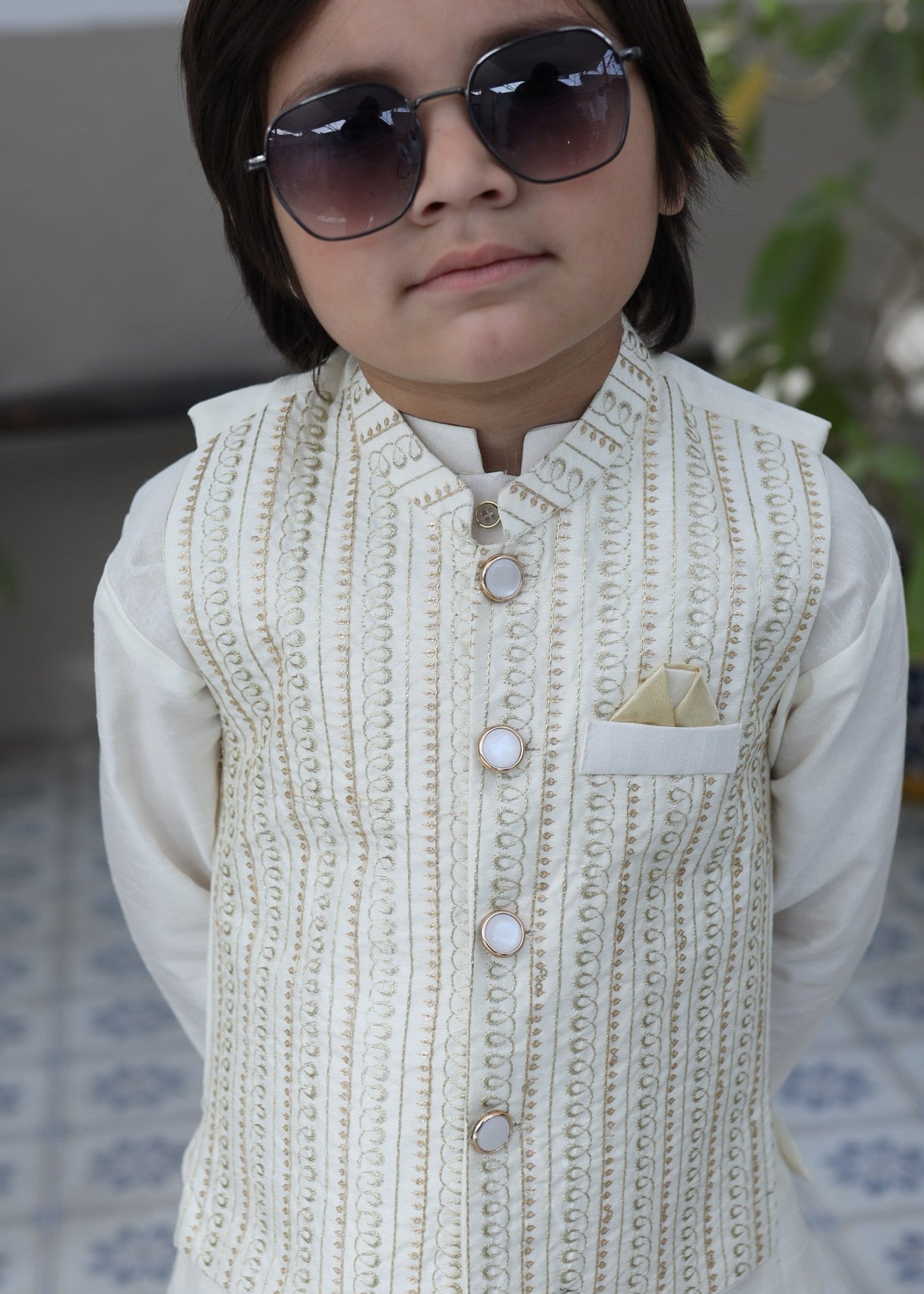 Cream White Waistcoat Suit KC 076