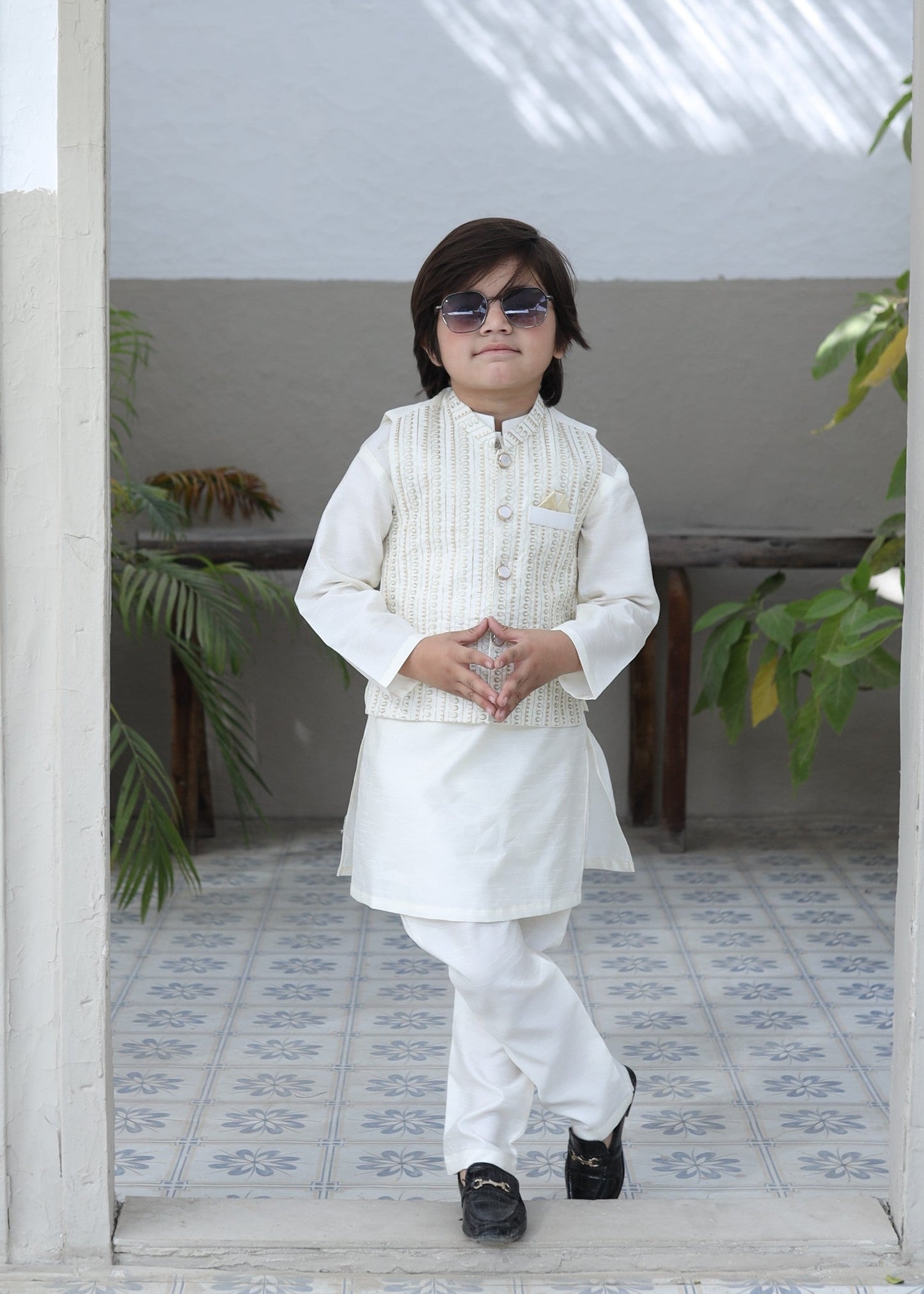 Cream White Waistcoat Suit KC 076