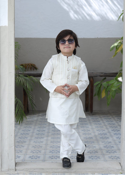 Cream White Waistcoat Suit KC 076