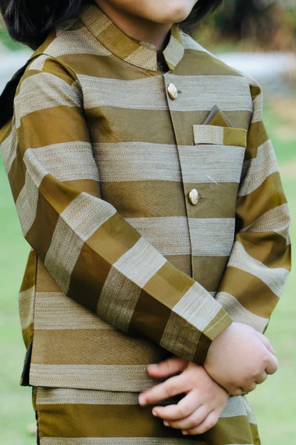 Olive Green Wasistcoat Suit AHW 025