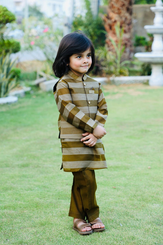 Olive Green Wasistcoat Suit AHW 025