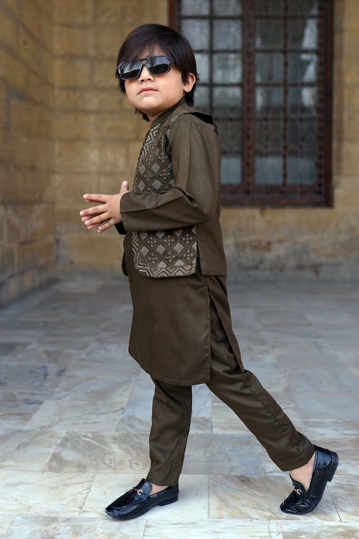 Olive Green Waistcoat Suit KC 055