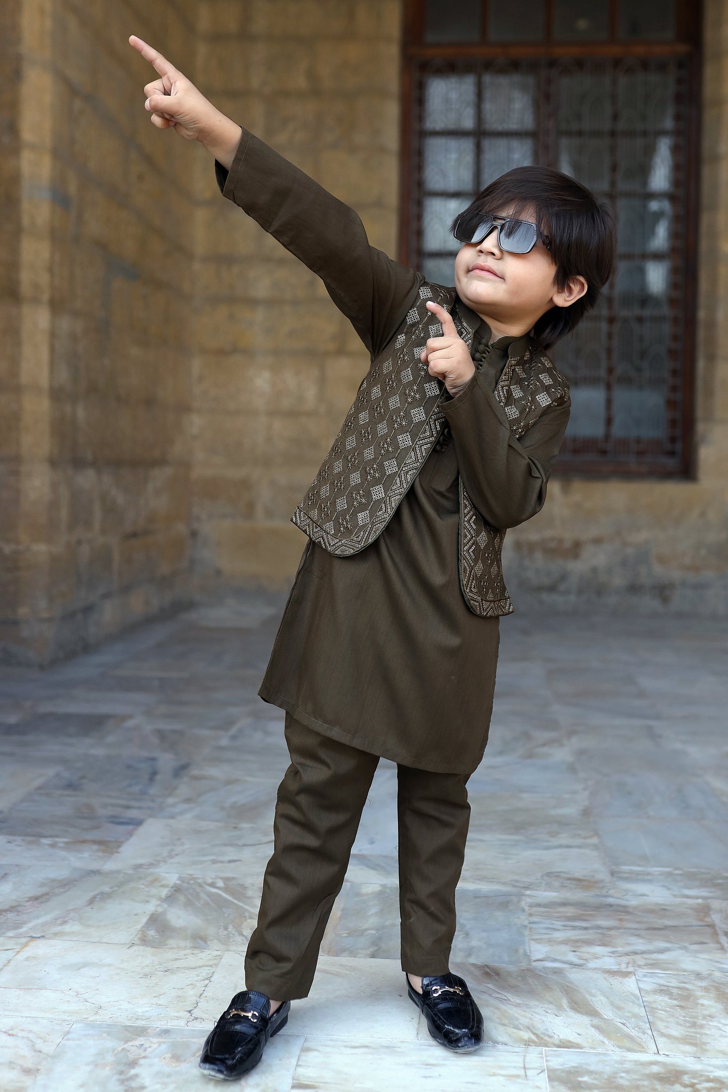 Olive Green Waistcoat Suit KC 055