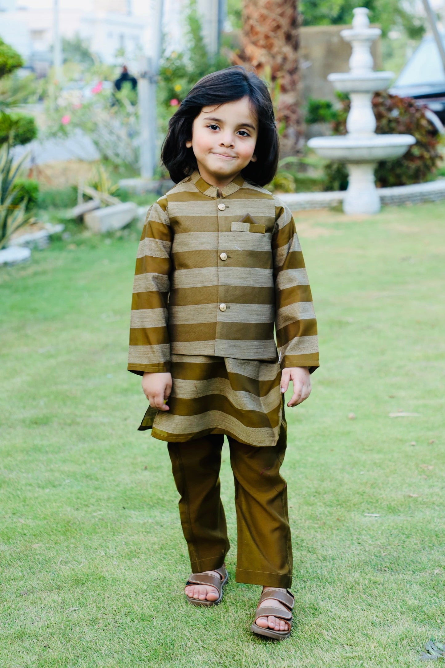 Olive Green Wasistcoat Suit AHW 025