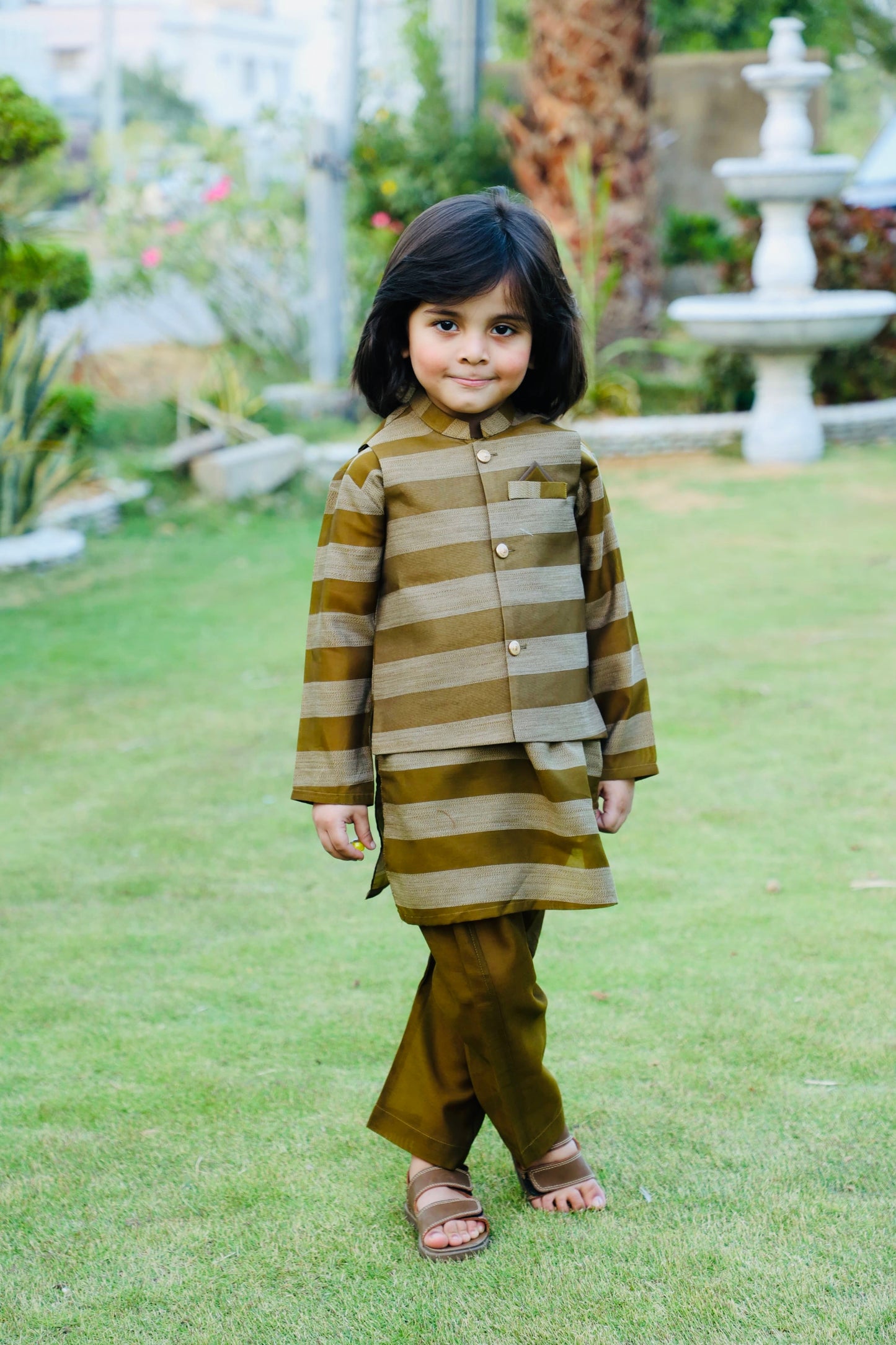 Olive Green Wasistcoat Suit AHW 025