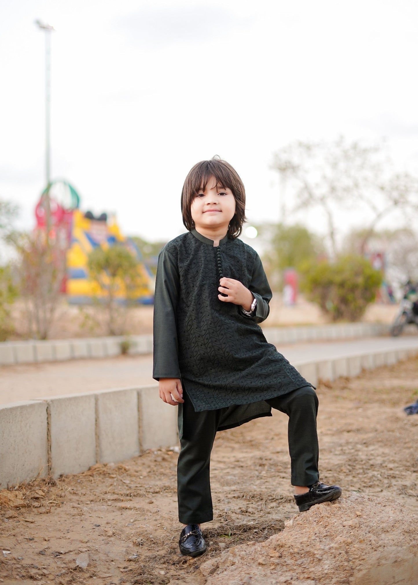 Dark Green chicken Kurta Trouser - KE 004