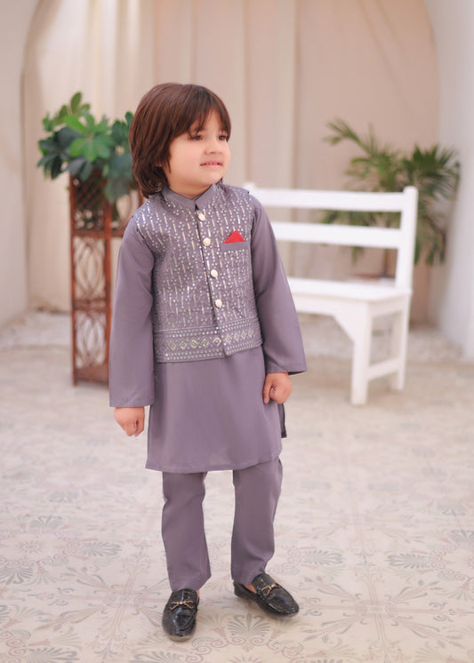 Floral White Kurta Trouser - KE 017