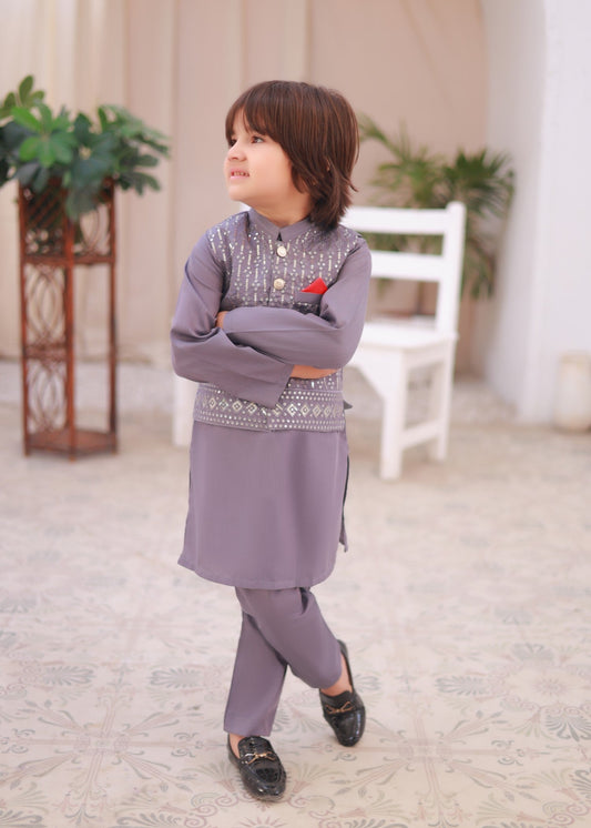 Floral White Kurta Trouser - KE 017