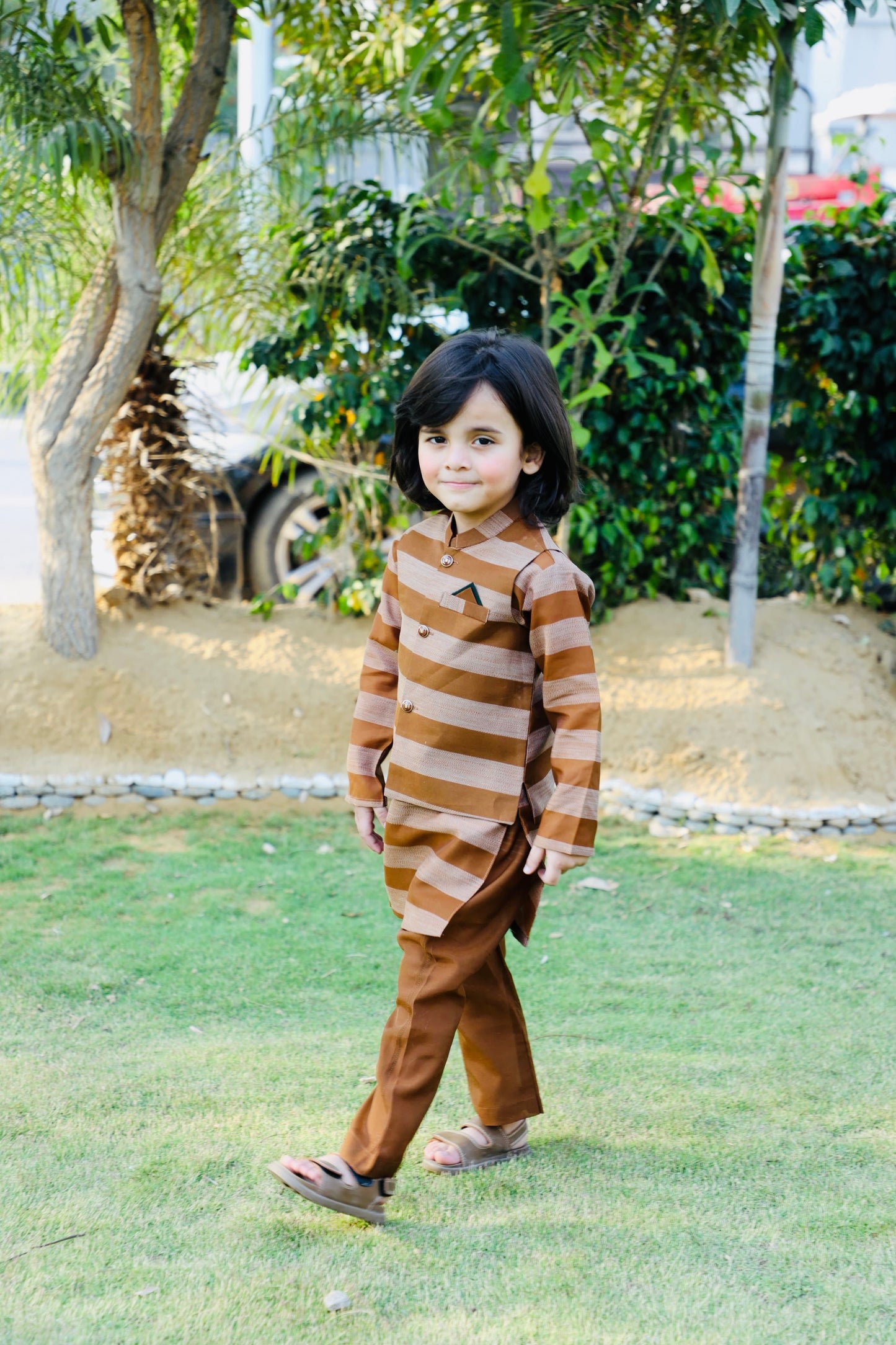 Earth Brown Waistcoat Suit AHW 021