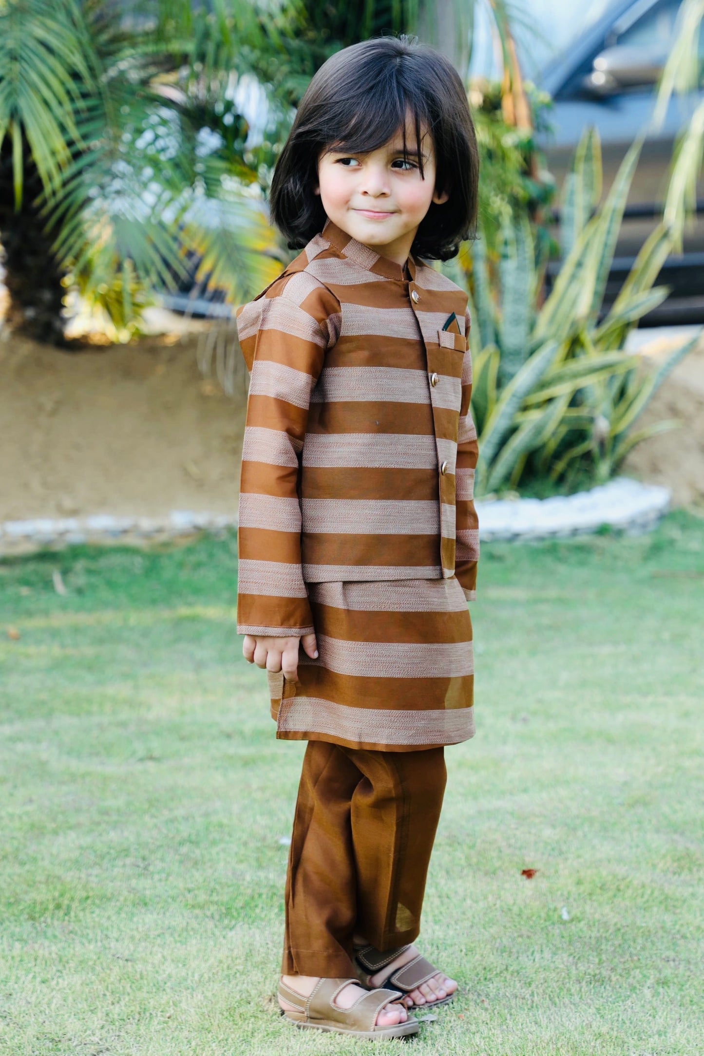Earth Brown Waistcoat Suit AHW 021