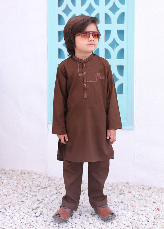 Choclate Brown Designing Kurta Trouser-AH 001
