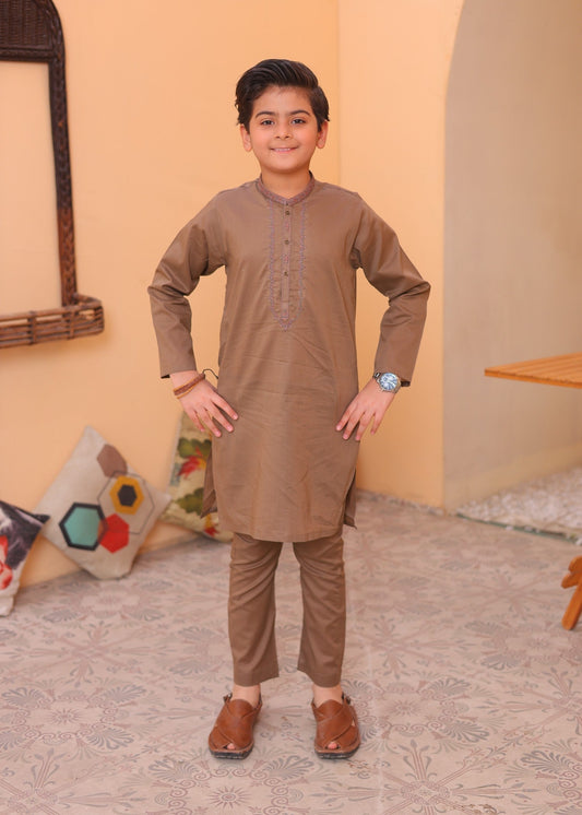 Camel Brown Kurta Trouser-AH 011